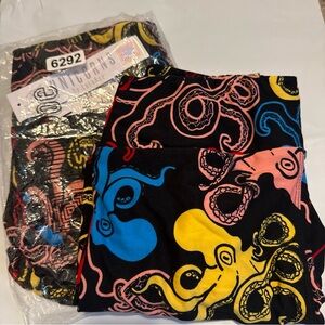Kids Octopus Print Leggings - Black, Blue, Yellow, Pink